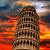 sunset leaning tower of pisa