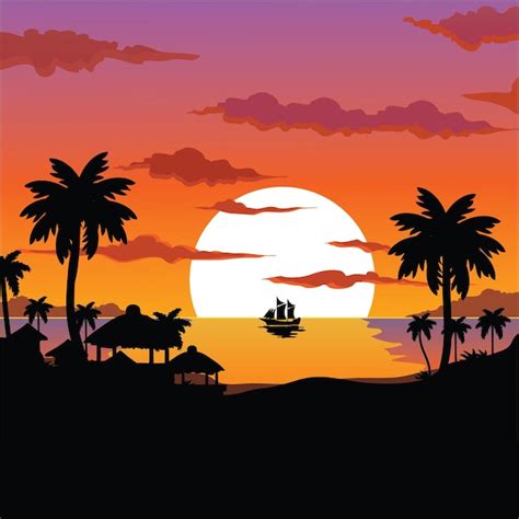 Sunset Beach Silhouette