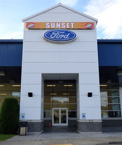 Beautiful sunset over the Ford dealership in Sumner, Washington