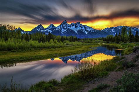 sunset over Grand Teton