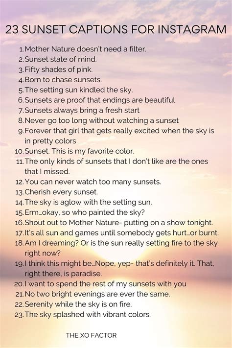 sunset short captions for instagram in english