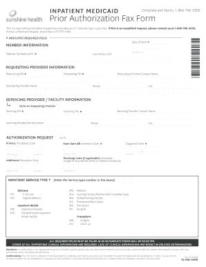 sunshine health authorization fax number