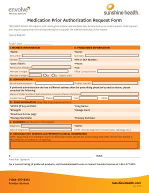 sunshine medicaid auth request form