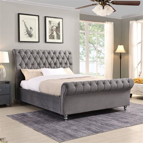 Mahogany 6' super king size sleigh bed with box base and mattresses