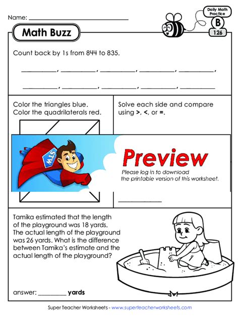 Super Teacher Worksheets Math Buzz Answer Key
