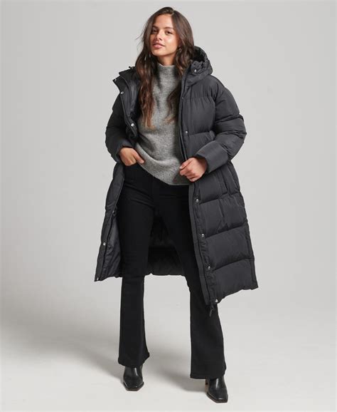 superdry hooded longline puffer coat