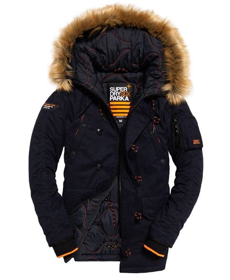 superdry sdx padded parka coat - navy