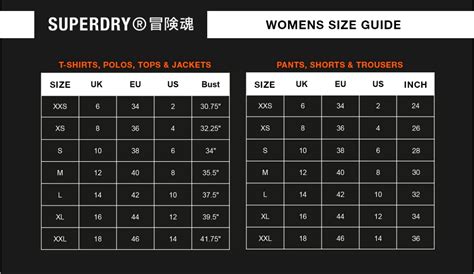 Superdry Size Guide Womens Jackets