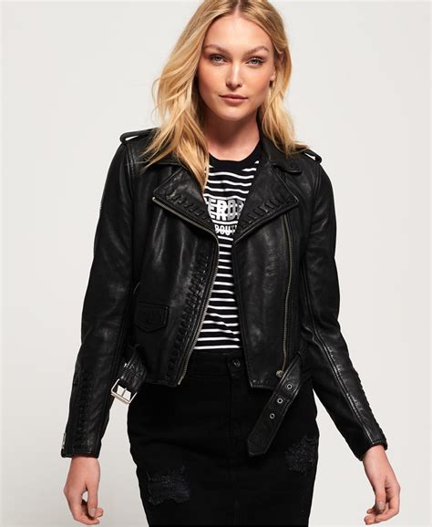 superdry women leather jacket