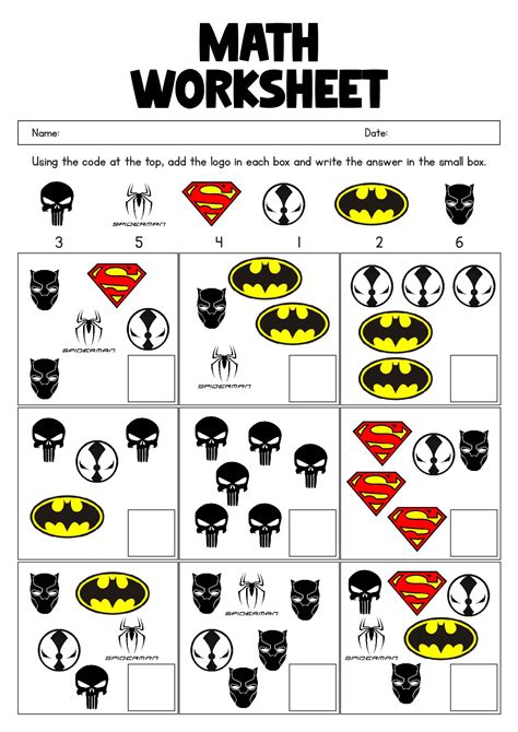 Superhero Math Worksheets Pdf