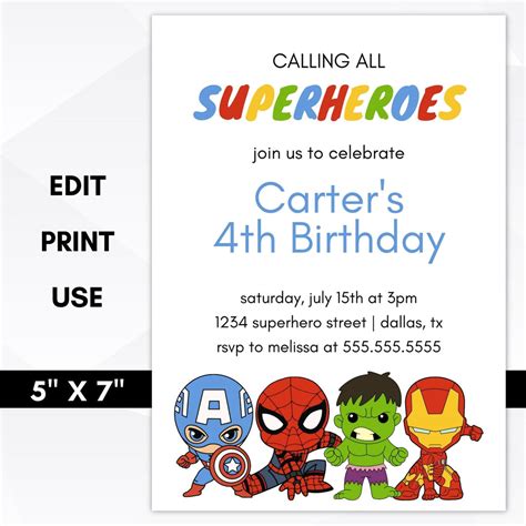 Superhero Printable Invitations Free