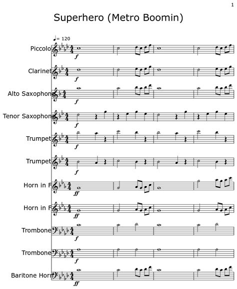 superhero trumpet sheet music