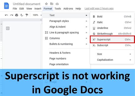superscript shortcut google docs not working