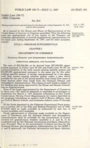 supplemental appropriations act of 1987