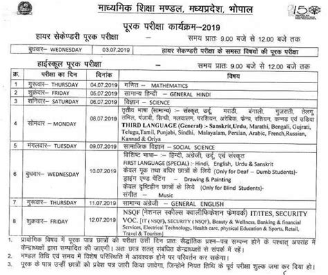 Supplementary Examinations in Madhya Pradesh