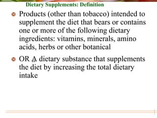 Supplements Definition Chemistry