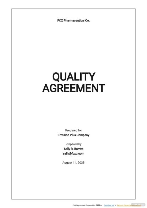 Supplier Quality Agreement Template