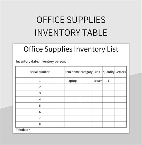 Supply Inventory Spreadsheet Template —