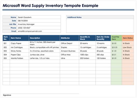 Professional Supply Inventory Template Excel Microsoft Excel Templates