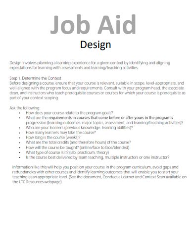 supporting documentation job aid template