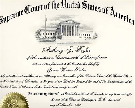supreme court bar certificate