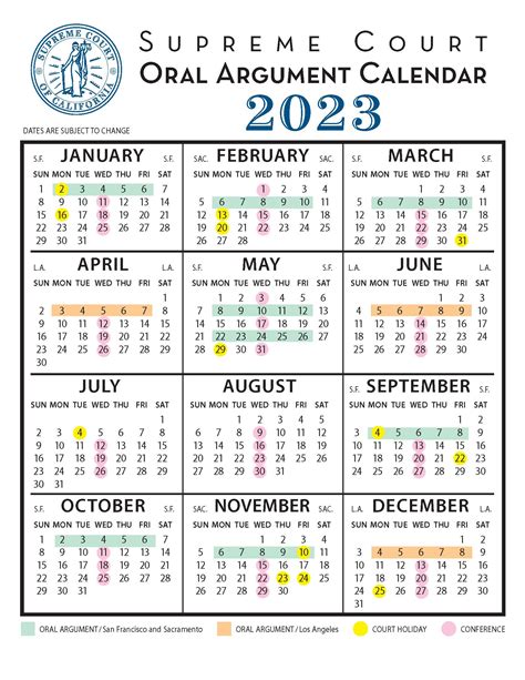 supreme court hearing schedule 2023