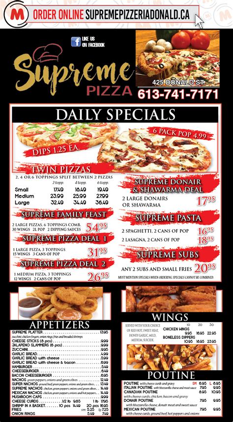 supreme pizza raymond nh menu