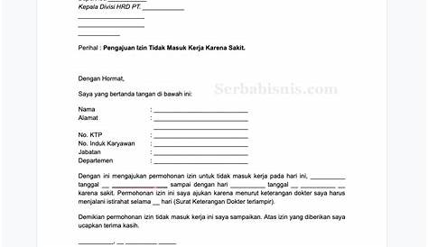 5 Contoh Surat Izin Tidak Masuk Kerja & Cara Membuatnya