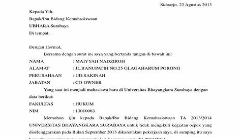 Contoh Surat Izin Tidak Mengikuti Kegiatan