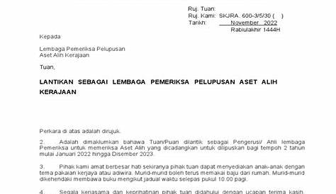 Surat Rasmi Spm - Contoh Surat Perintah Melaksanakan Tugas Spmt