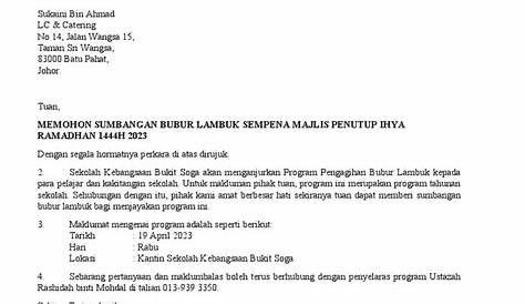 Contoh Surat Mohon Sumbangan Yb / Senarai nama syarikat yang memberi