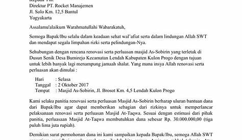 Contoh Surat Permohonan Bantuan Dana Masjid Contoh Surat Permohonan