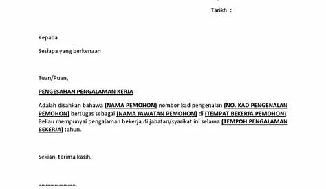 Surat Pengesahan Majikan Dalam English Tengok - Letter Website