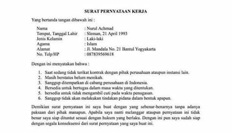 Contoh Surat Pernyataan Izin Kerja - IMAGESEE