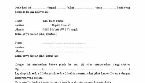 Contoh Surat Pernyataan Serah Terima Barang Asaljadidotcom | Surat