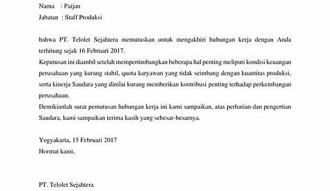 Contoh Surat Tidak Lulus Masa Percobaan Kerja - Delinewstv