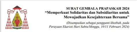 surat gembala prapaskah 2024 kaj