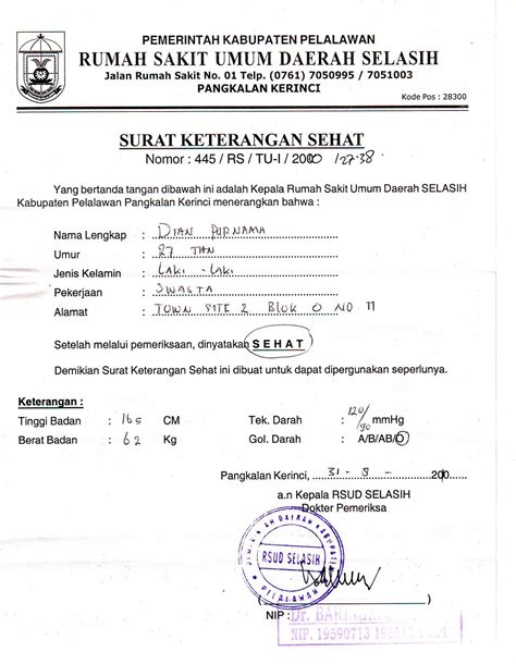 surat keterangan sehat