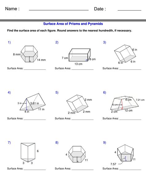 Surface Area Of Prisms And Cylinders Worksheet / Surface Area Of Prisms