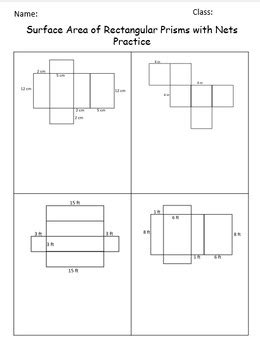 Surface Area Of Rectangular Prism Using Nets Worksheet