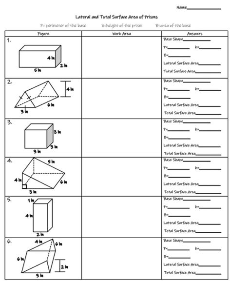 Surface Area Triangular Prisms And Rectangular Prisms Printables