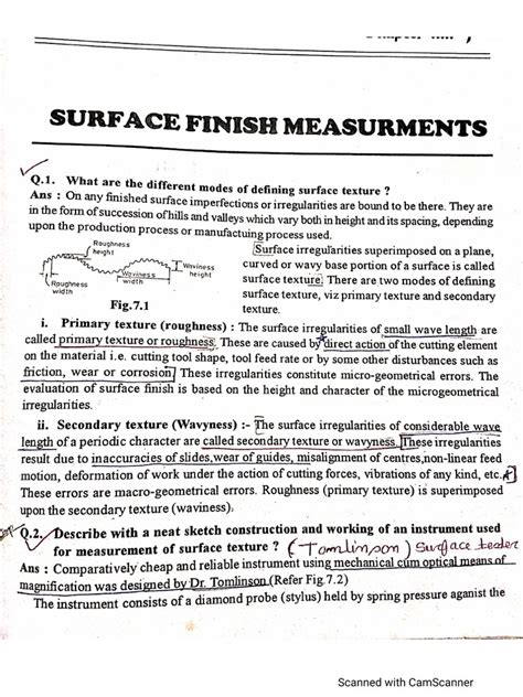 Surface Finish Measurement Pdf