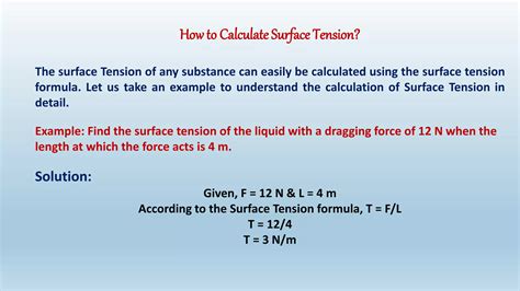 Surface Tension Formula Example