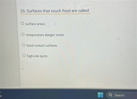 surface that touch food are called