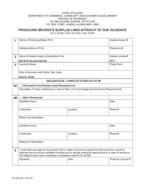 Surplus Lines Due Diligence Form
