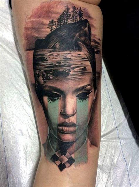 Surrealistic Female Portrait Tattoo by Jime Litwalk Portrait tattoo