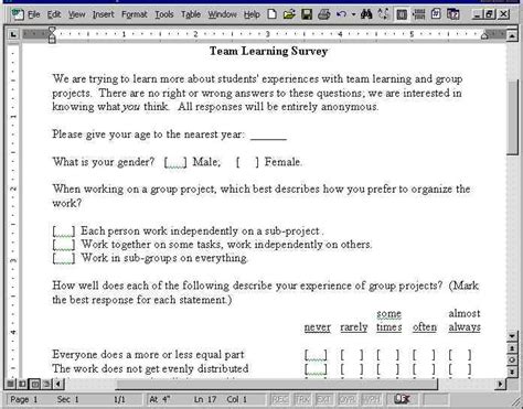 survey instrument example quantitative