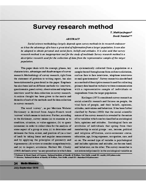 survey method in research methodology pdf