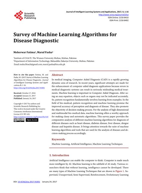 survey of machine learning algorithms for disease diagnostic