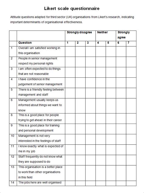 survey questionnaire example using likert scale